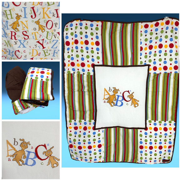 Dr. Seuss x Trend Lab ABC's Crib Quilt Toddler Blanket + Bedskirt Unisex Nursery